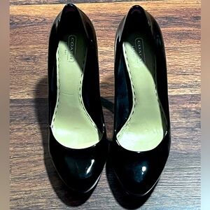 Coach Buffy High Heel Pumps Stiletto 5" Platform Black Patent Leather Size 9.5